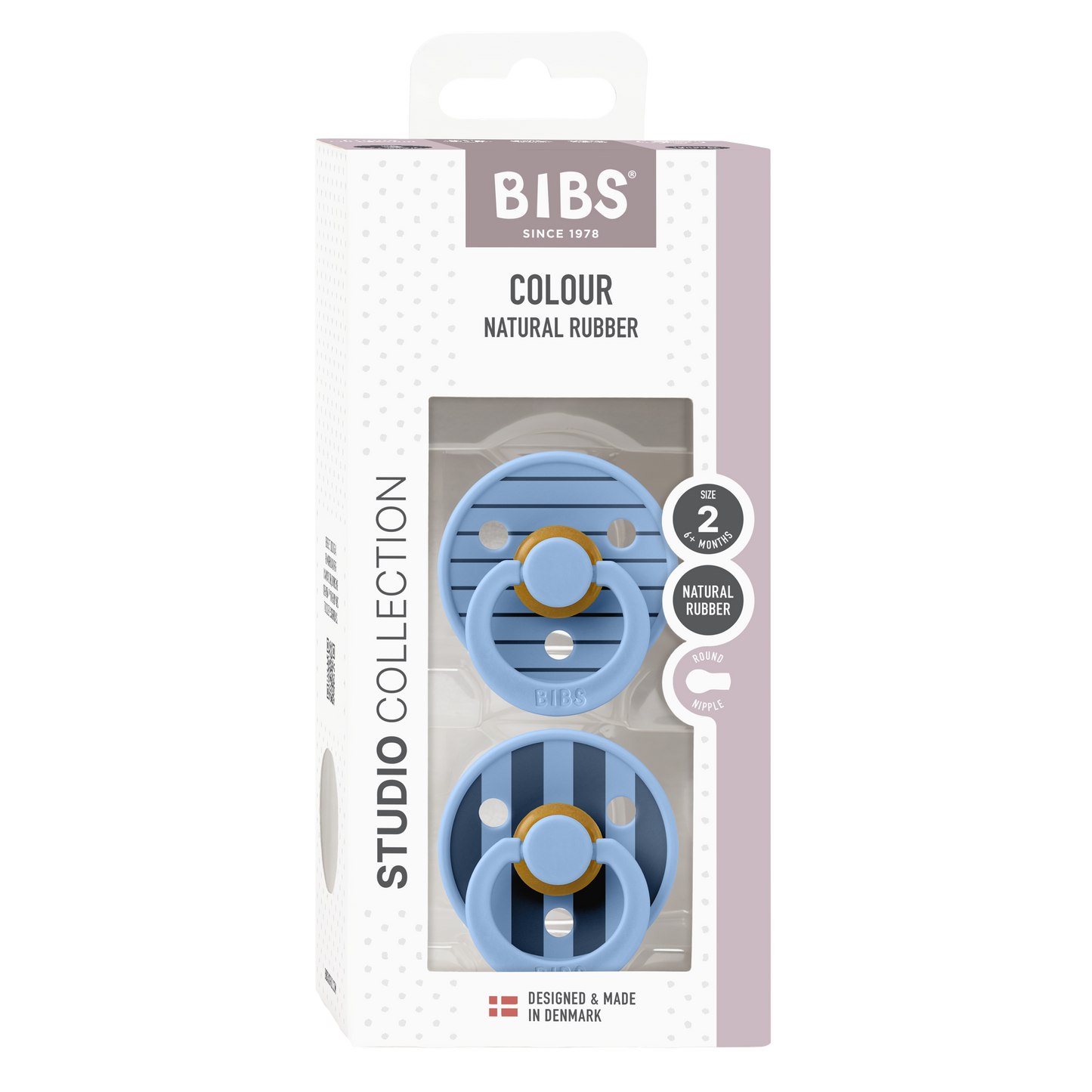 Bibs Pacifier Size 2 - Baby 6-18M (2pcs)-Studio Colour-Sky Blue Mix