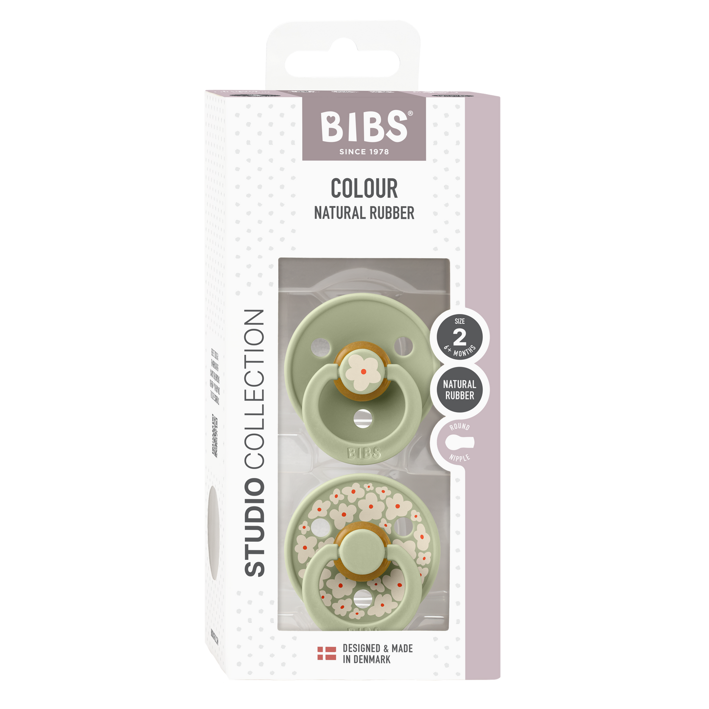 Bibs Pacifier Size 2 - Baby 6-18M (2pcs)-Studio Colour-Sage Mix