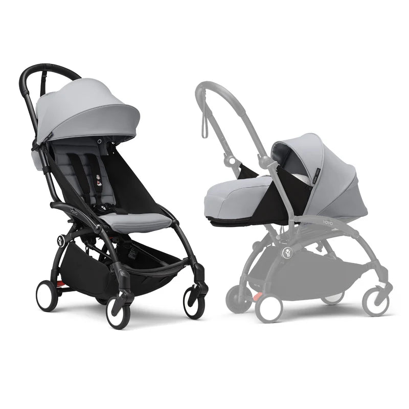 Stokke® YOYO³ Black Frame with 6+ Color Pack and Newborn Pack-Stone