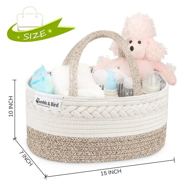 Bumble & Bird Cotton Rope Diaper Caddy – Beige