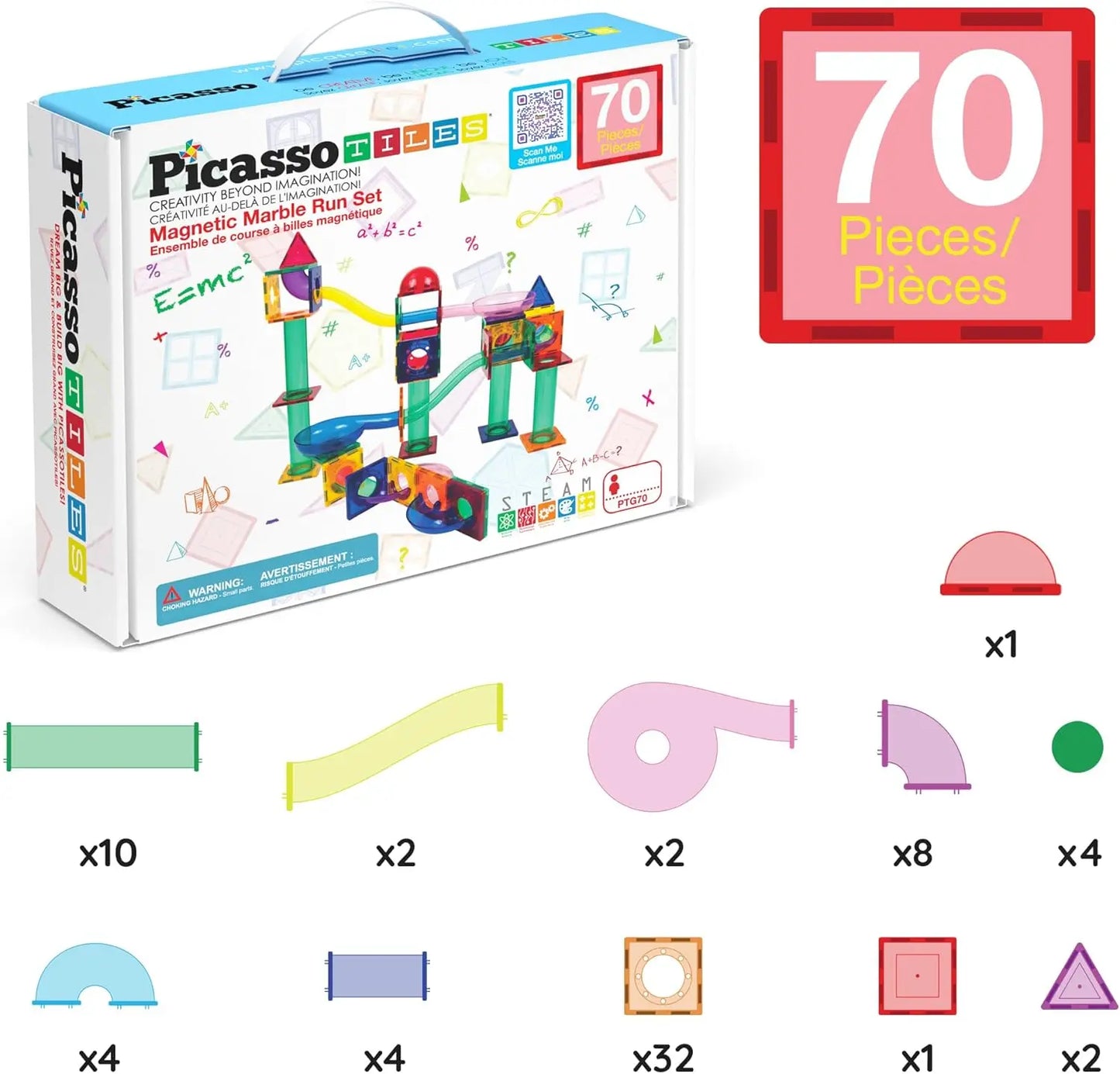 70 Piece Magnetic Marble Run Set – PicassoTiles