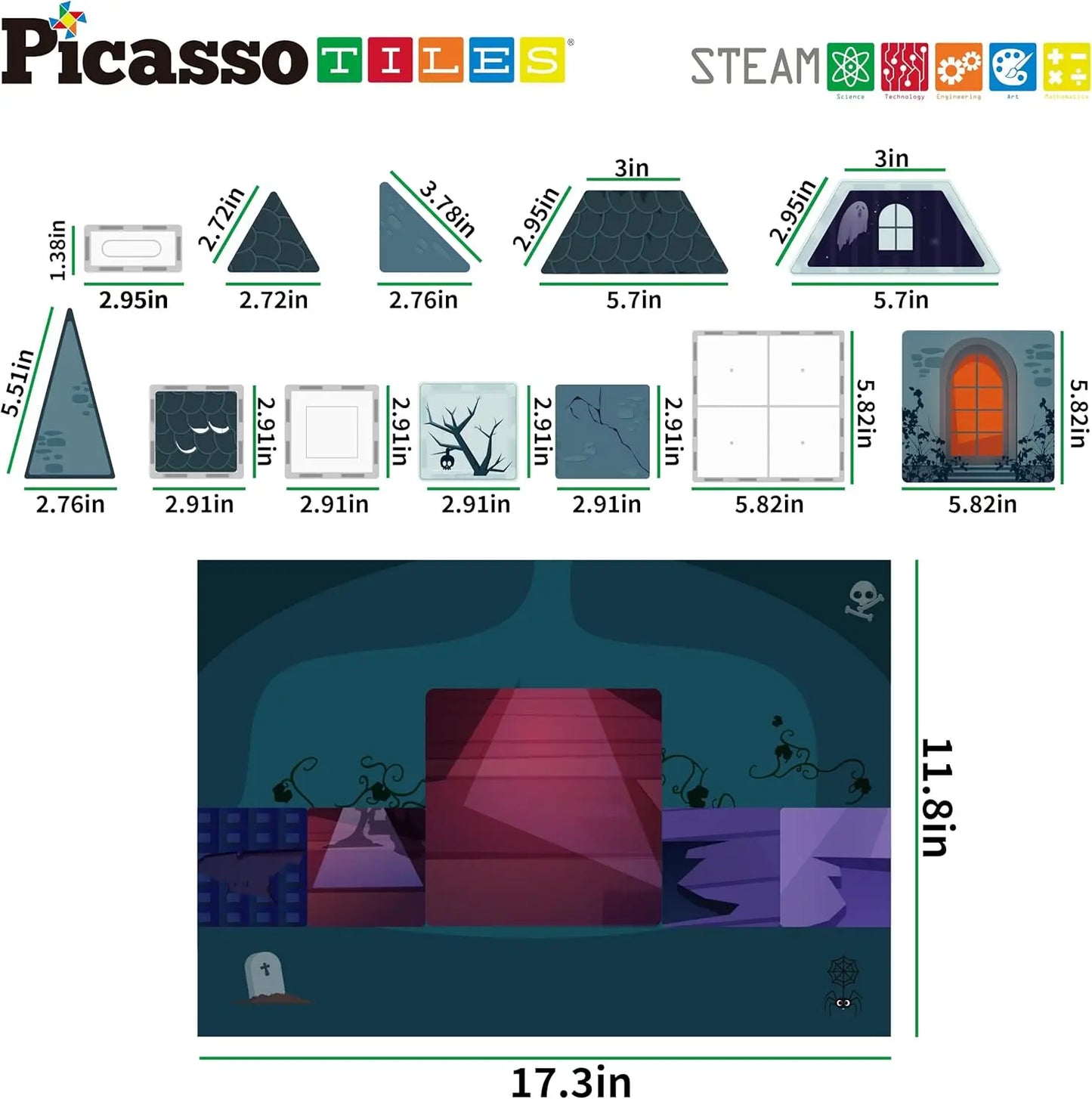 57 Piece Double-Sided Haunted Castle Magnetic Building Set– PicassoTiles