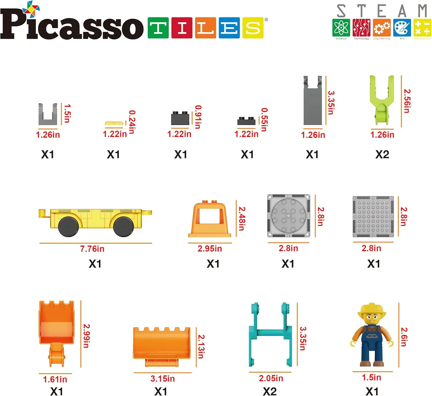 2-in-1 Car Base Excavator Set 16 pcs – PicassoTiles