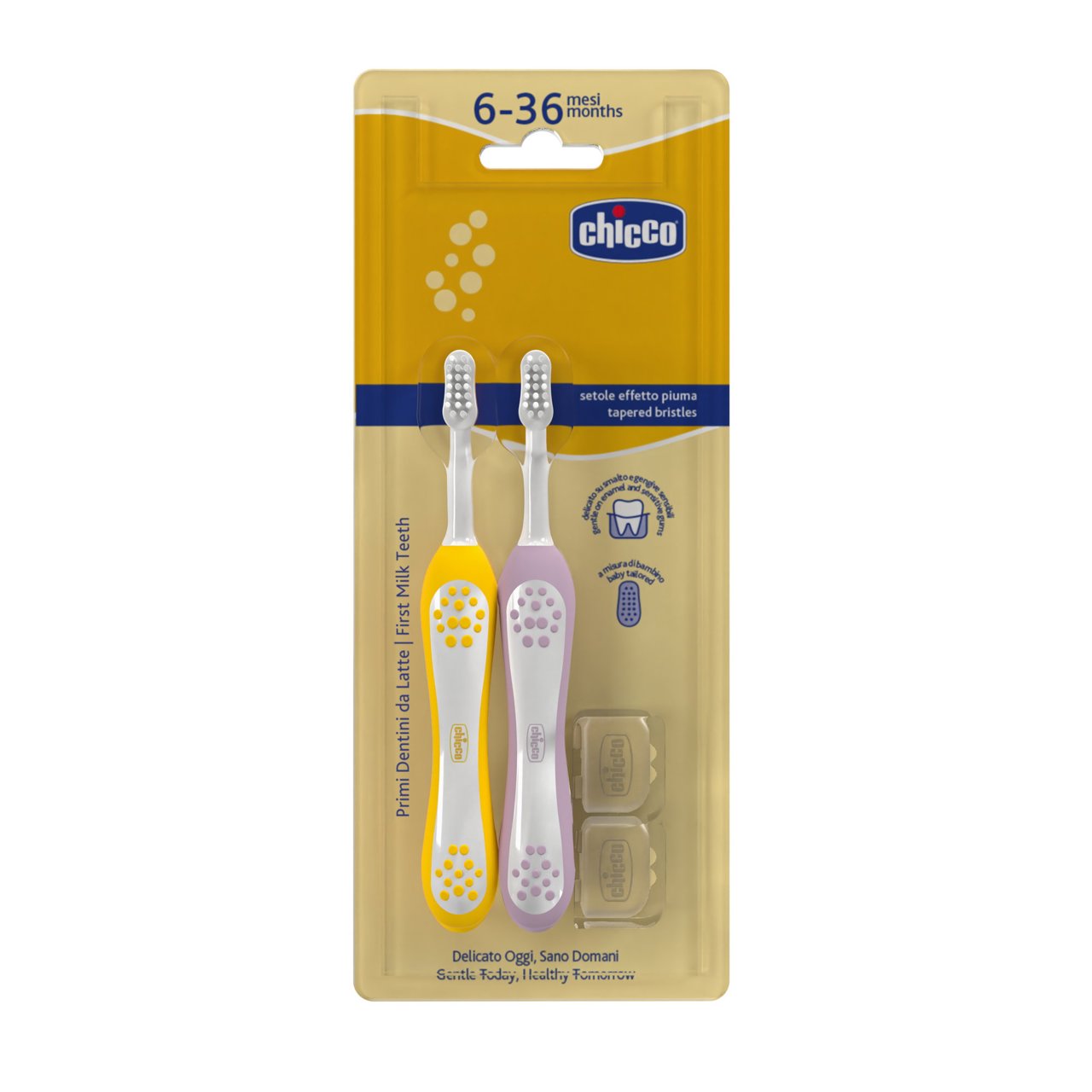 Chicco Combo Toothbrushes 6‑36M Lilac & Mustard