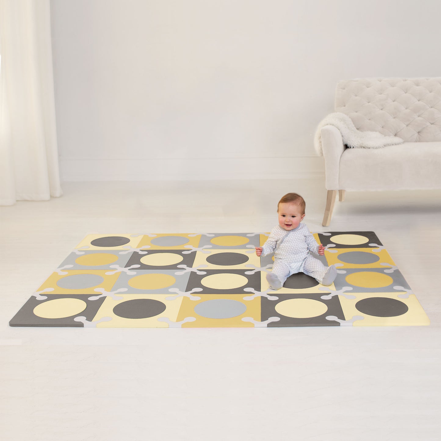 SkipHop - Playspot Floor Tiles - Gold & Grey