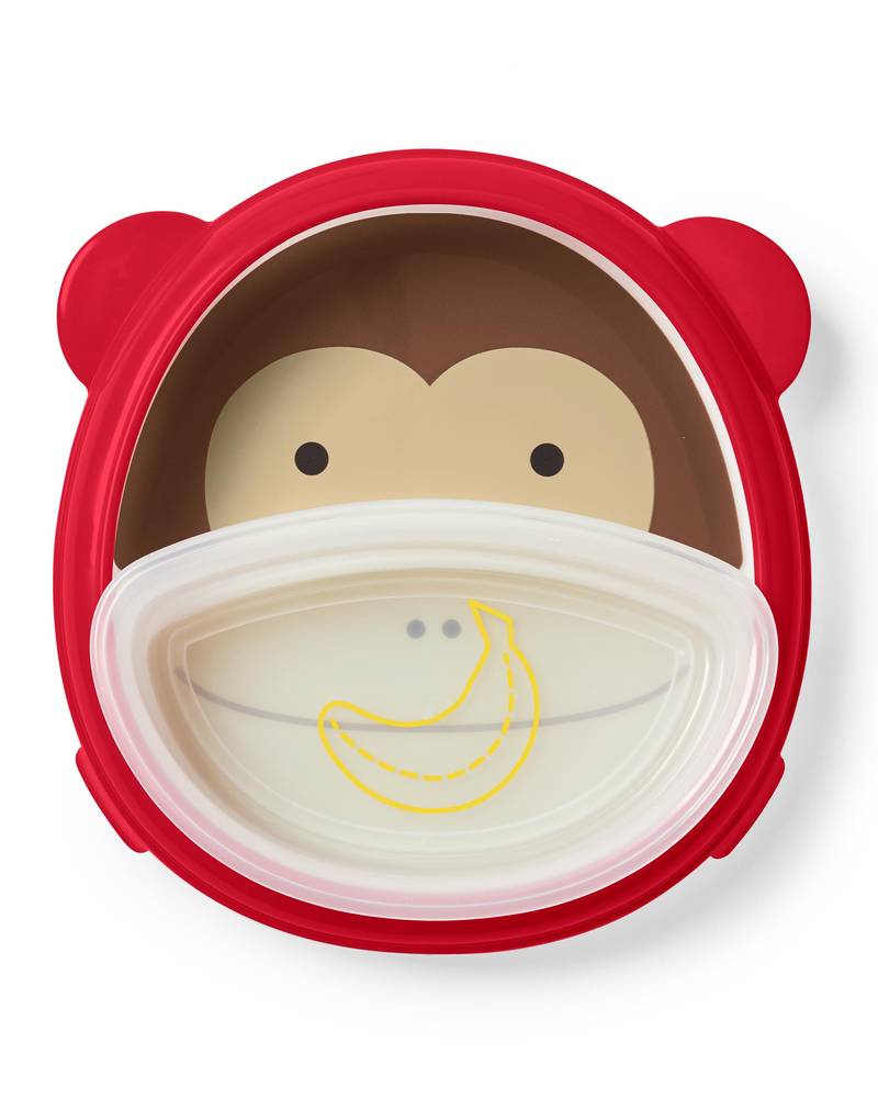 SkipHop-Zoo Smart Serve Plate & Bowl Set-Monkey