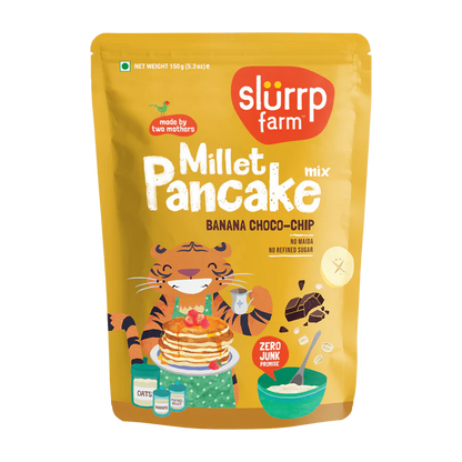 Slurrp Farm-Instant Breakfast Millet Pancake Mix, Banana Choco-Chip And Supergrains 150gm