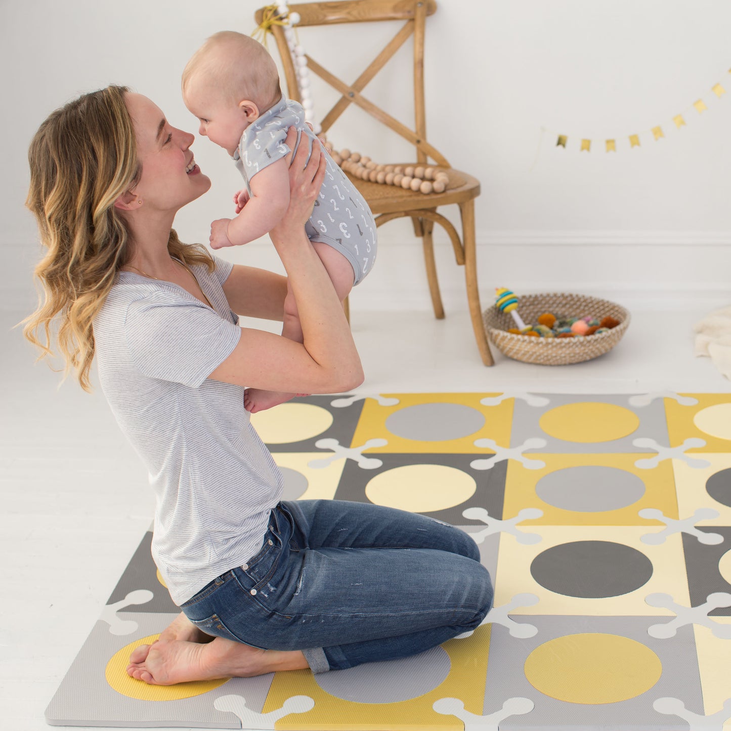 SkipHop - Playspot Floor Tiles - Gold & Grey