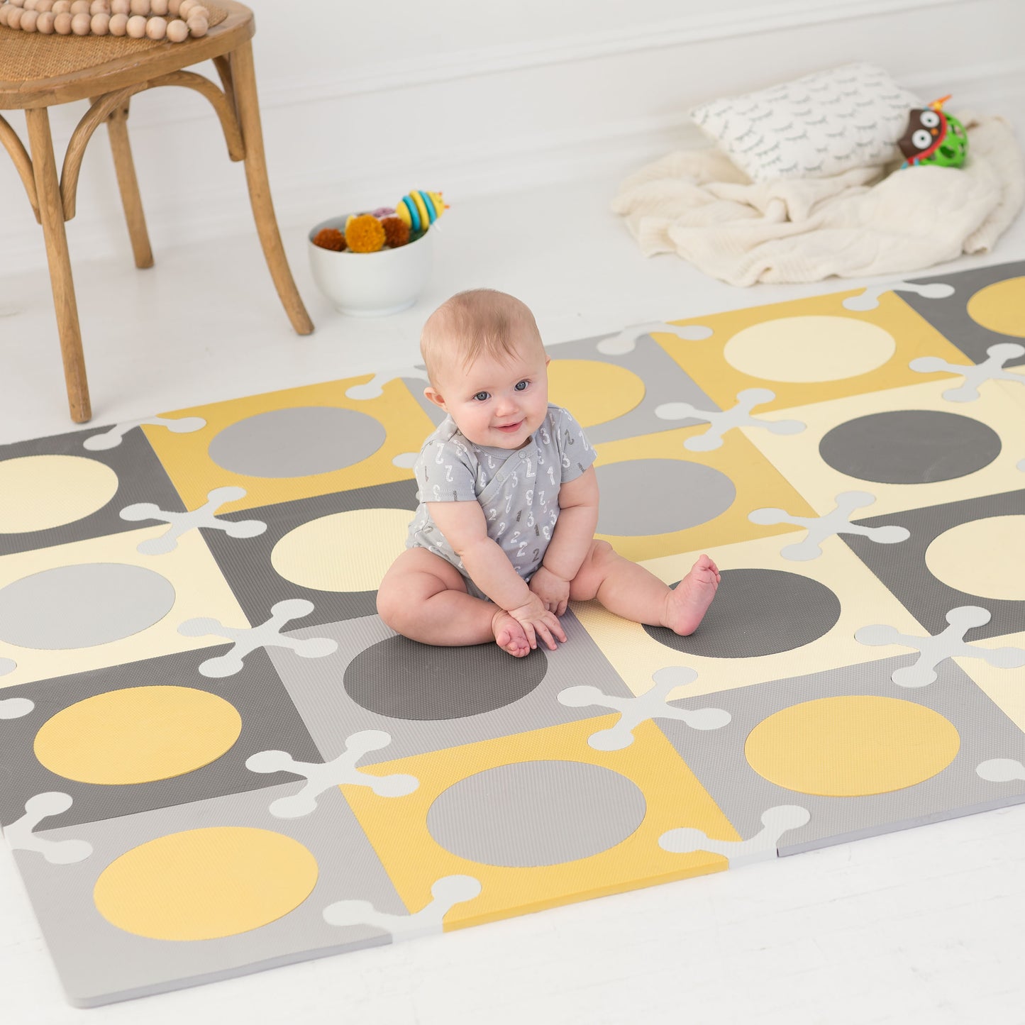 SkipHop - Playspot Floor Tiles - Gold & Grey