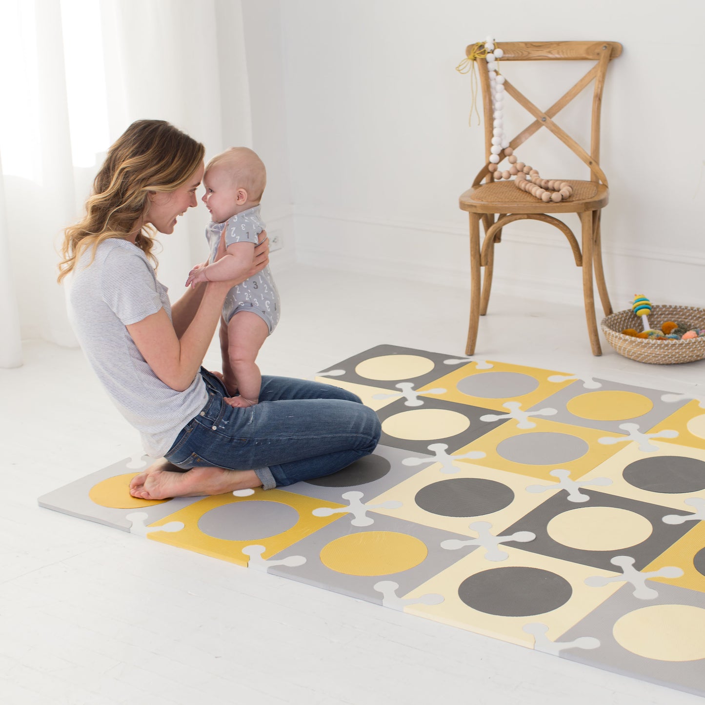 SkipHop - Playspot Floor Tiles - Gold & Grey