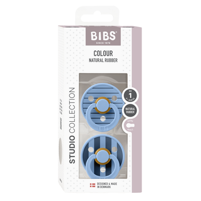 Bibs Pacifier Size 1-Baby 0-6M (2pcs)-Studio Colour -Sky Blue Mix