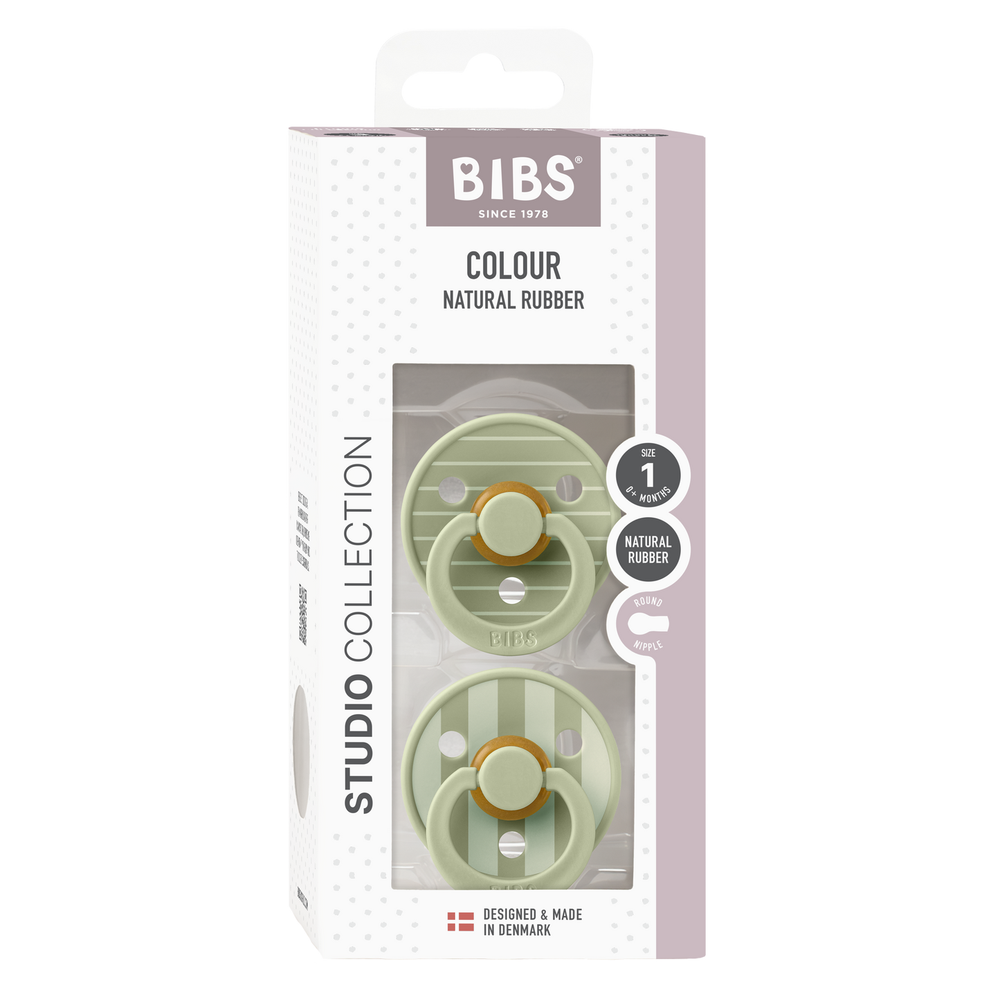 Bibs Pacifier Size 1-Baby 0-6M (2pcs)-Studio Colour -Sage Mix