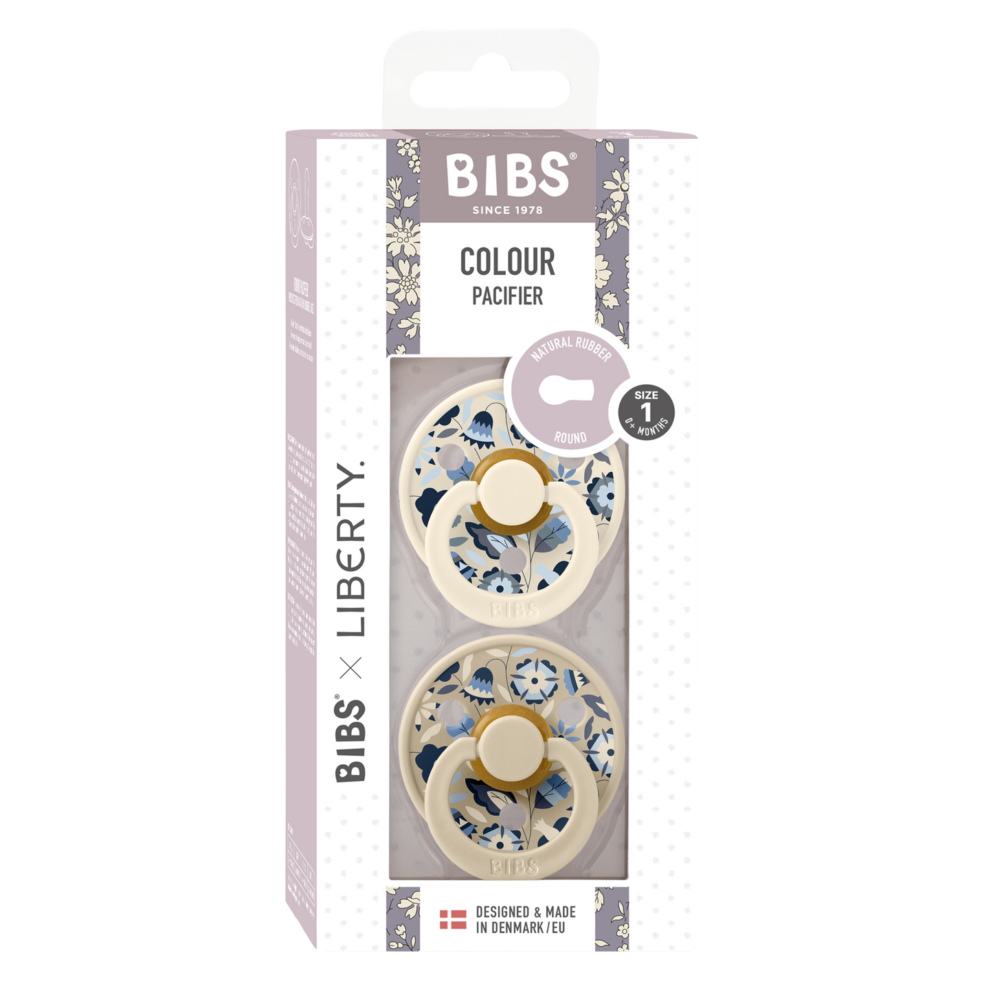 Bibs x Liberty 2 PACK Colour Bobo Latex Size 1 Ivory Mix