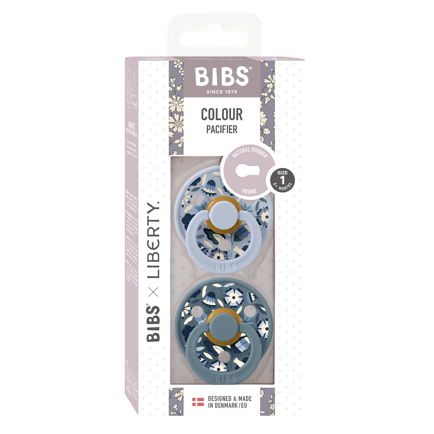 Bibs x Liberty 2 PACK Colour Bobo Latex Size 1 Dusty Blue Mix
