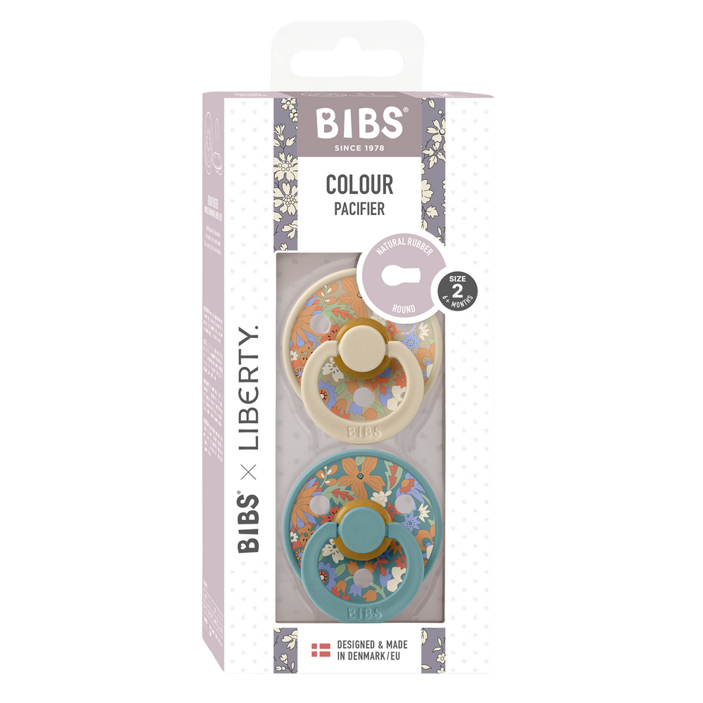Bibs x Liberty 2 PACK Colour June Blossom Latex Size 2 Vanilla Hush Mix