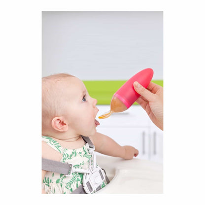 Boon Squirt Silicone Baby Food Dispensing Spoon,Pink