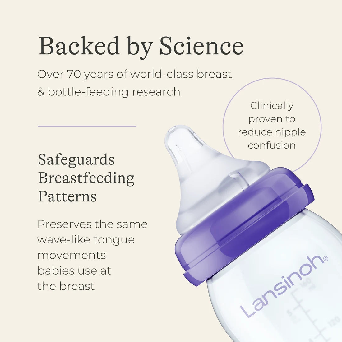 Lansinoh - Glass Feeding Bottle With Natural Wave Teat - 240 ml