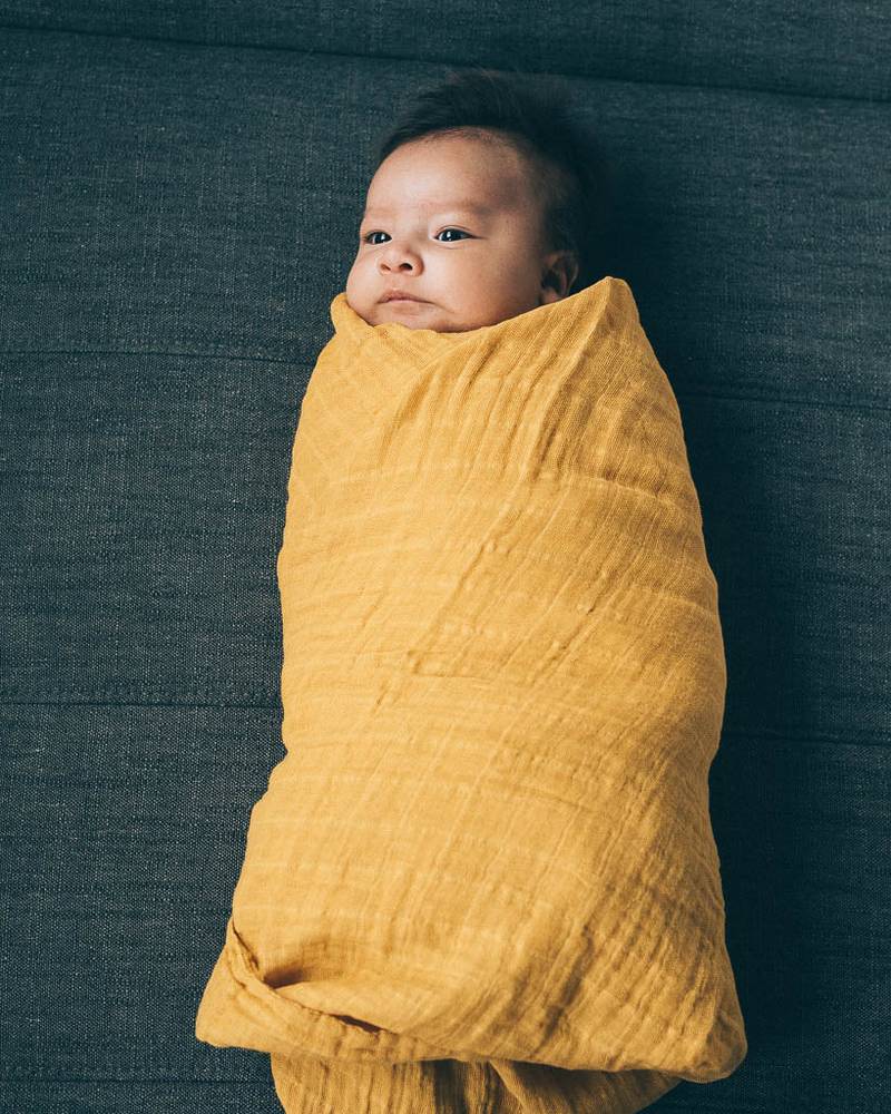 Little Unicorn - Cotton Muslin Swaddle -Mustard