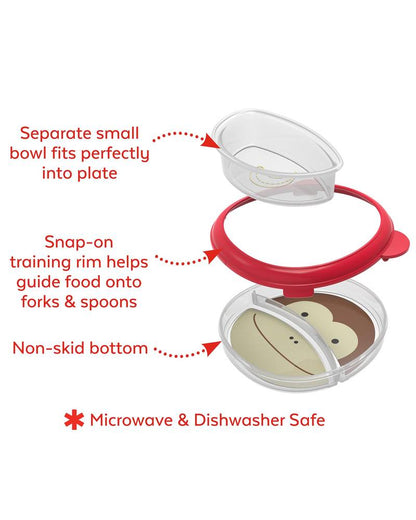 SkipHop-Zoo Smart Serve Plate & Bowl Set-Monkey