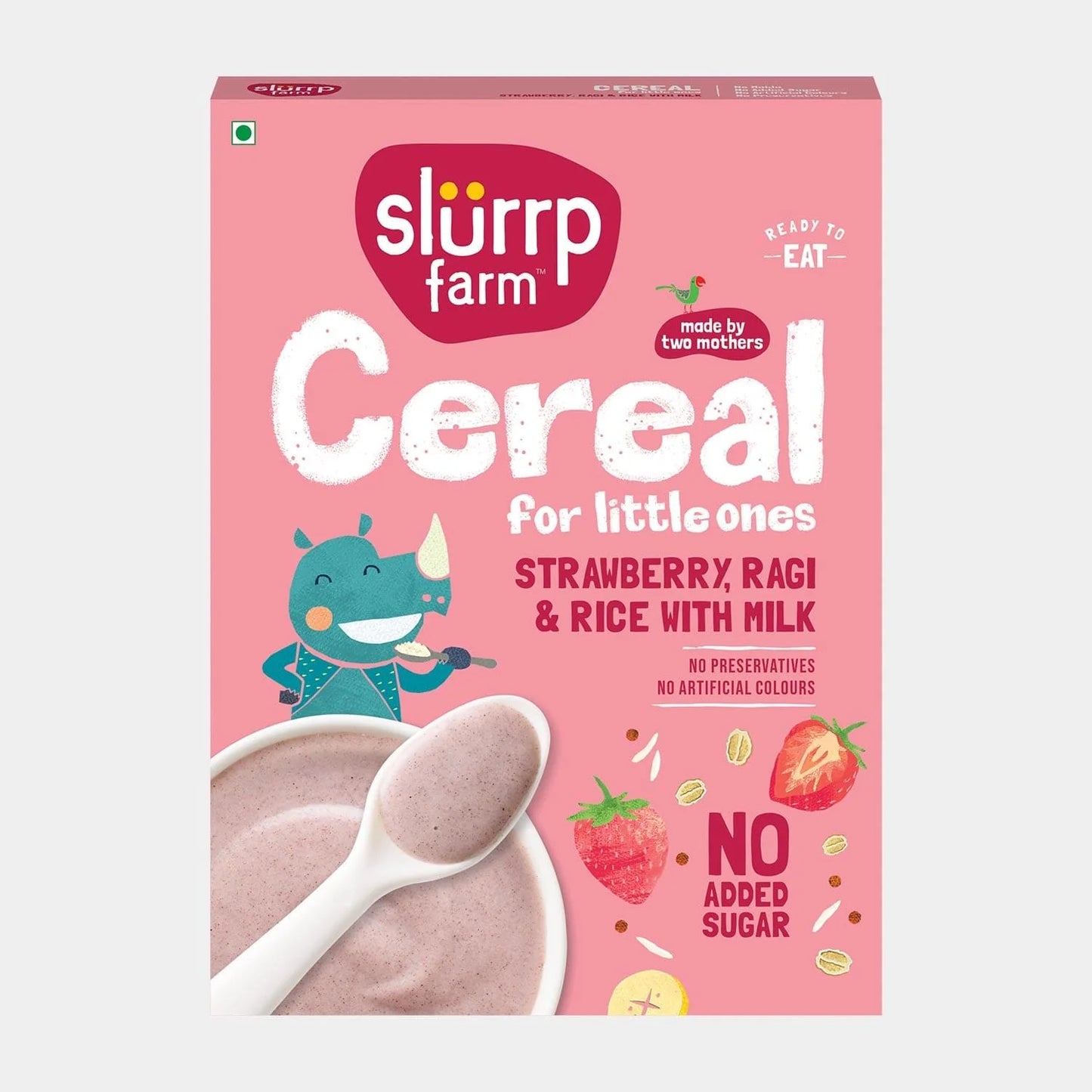 Slurrp Farm- NO ADDED SUGAR, Strawberry, Ragi & Rice Cereal