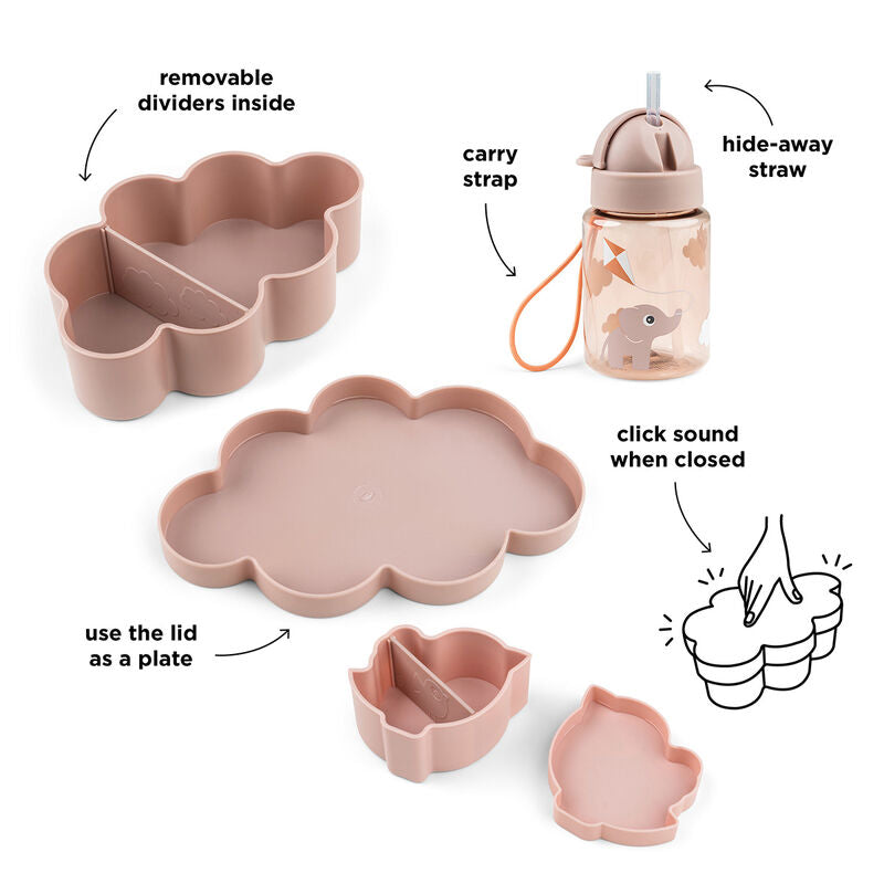 Done by Deer-Lunch & snack box w/straw bottle - Playground - Powder