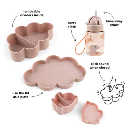 Done by Deer-Lunch & snack box w/straw bottle - Playground - Powder