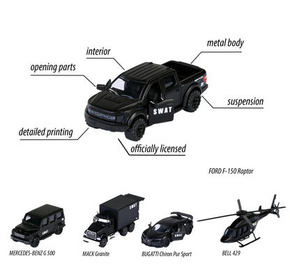 Majorette - SWAT Die-Cast Vehicle Playset - Black - 5pcs