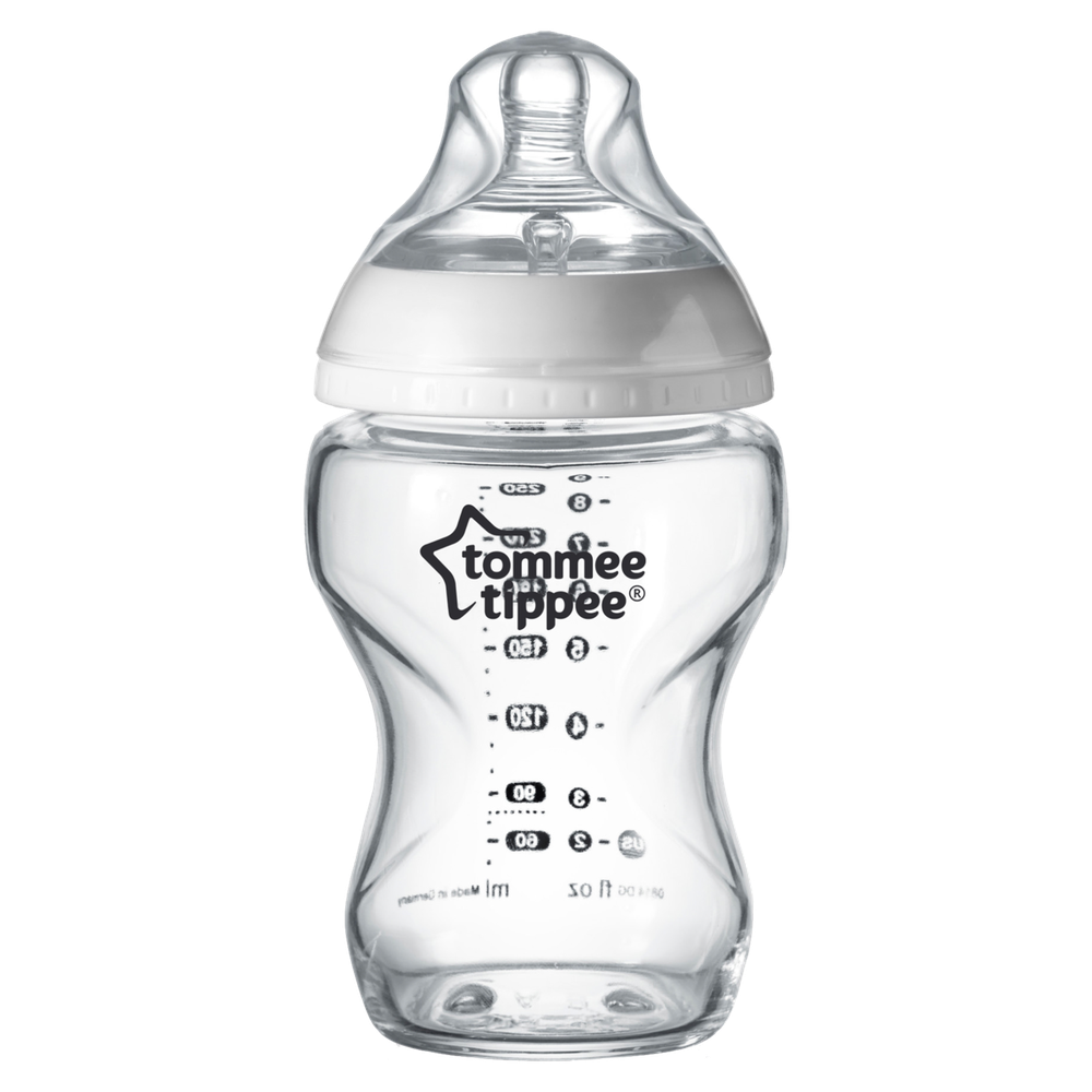 Tommee Tippee Closer to Nature   Glass Feeding Bottle, 250ml x 1  -Clear