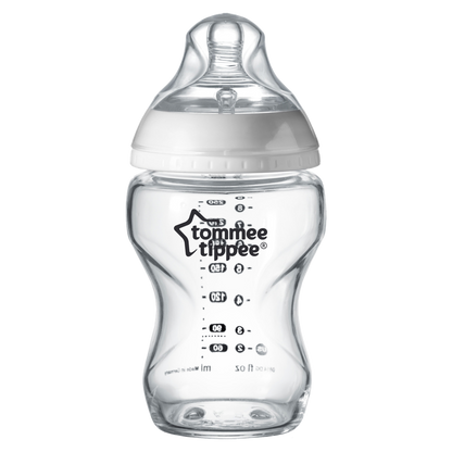 Tommee Tippee Closer to Nature   Glass Feeding Bottle, 250ml x 1  -Clear