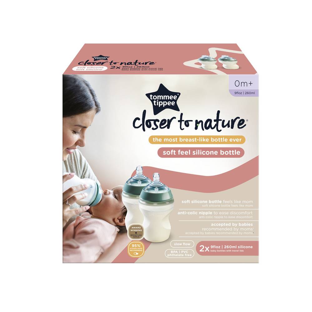 Closer to Nature Silicone Baby Bottle – 260 ml – 2 Pack