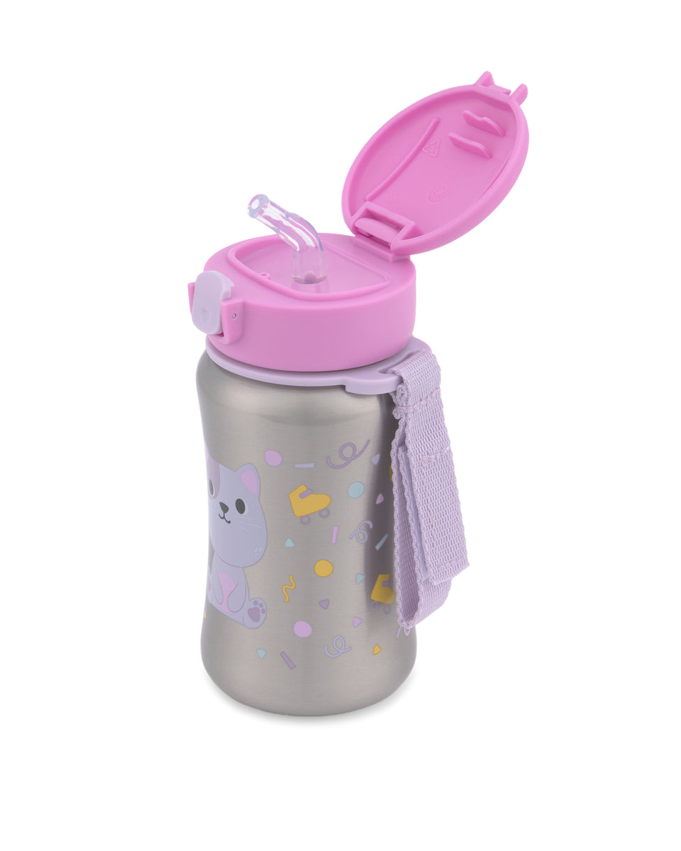 Skip Hop Besties Squad Stainless Steel Straw Bottle - Cat