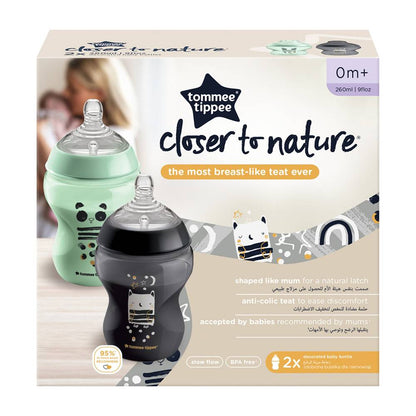 Tommee Tippee Closer to Nature Feeding Bottle, 260ml x 2 - Olie