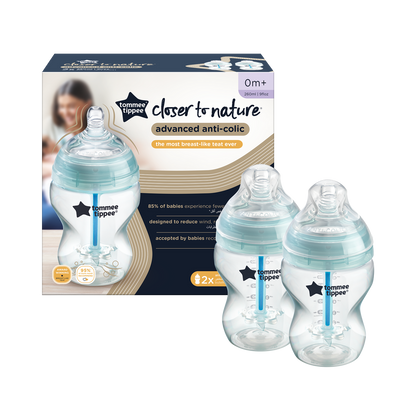 Tommee Tippee Advanced Anti-Colic Feeding Bottle, 260ml x2