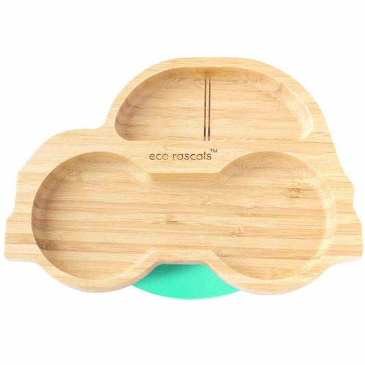 Bamboo car plate with super suction base - Green