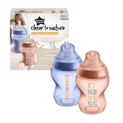 Tommee Tippee Closer to Nature Feeding Bottle, 260ml x 2 - Girl