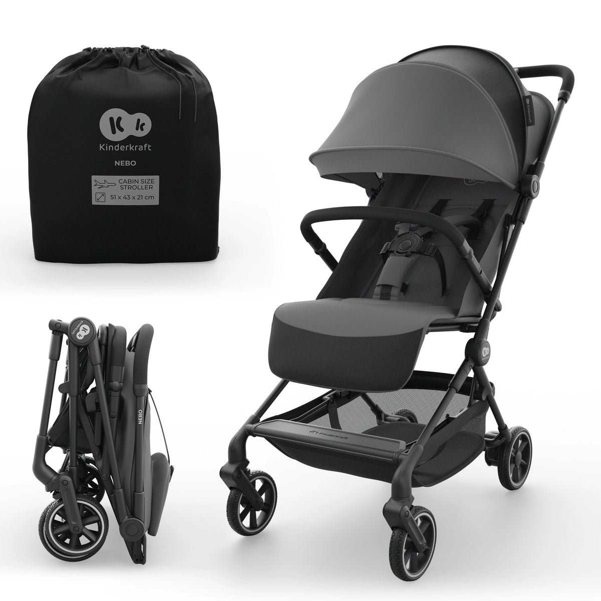 Kinderkraft - Nebo Cabin Lightweight Stroller - Grey