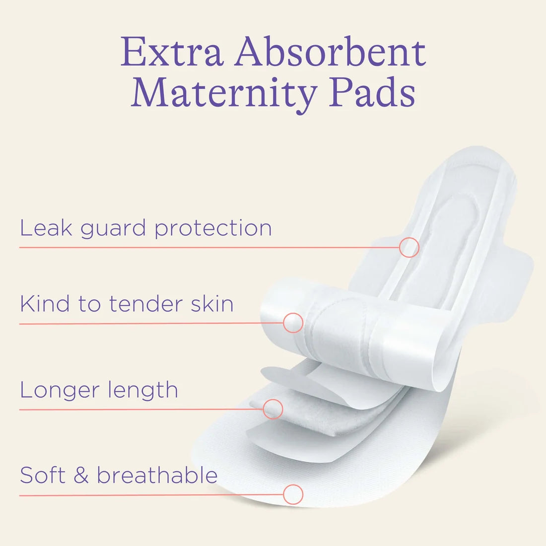 Lansinoh maternity pad features including leak guard and longer length