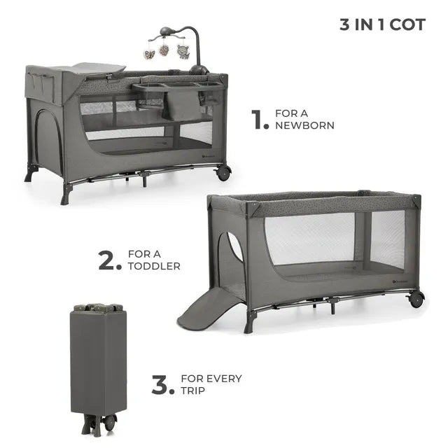 Kinderkraft - Joy 2 Travel Cot With Accessories - Dark Grey