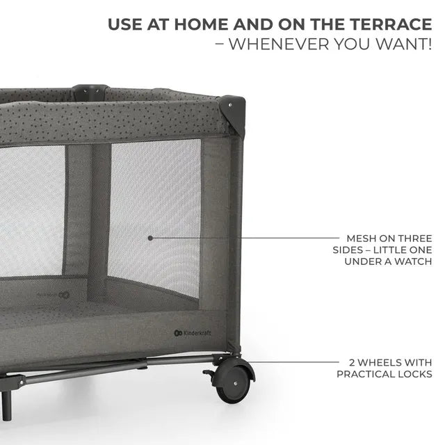 Kinderkraft - Joy 2 Travel Cot With Accessories - Dark Grey