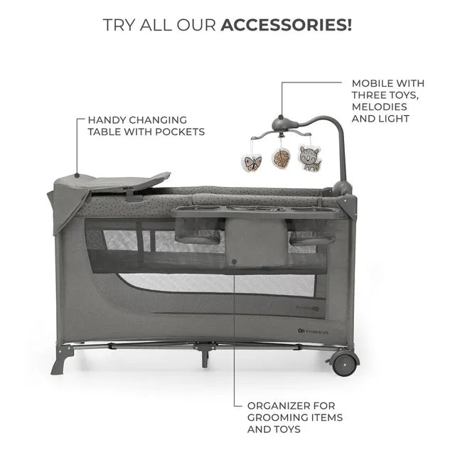 Kinderkraft - Joy 2 Travel Cot With Accessories - Dark Grey