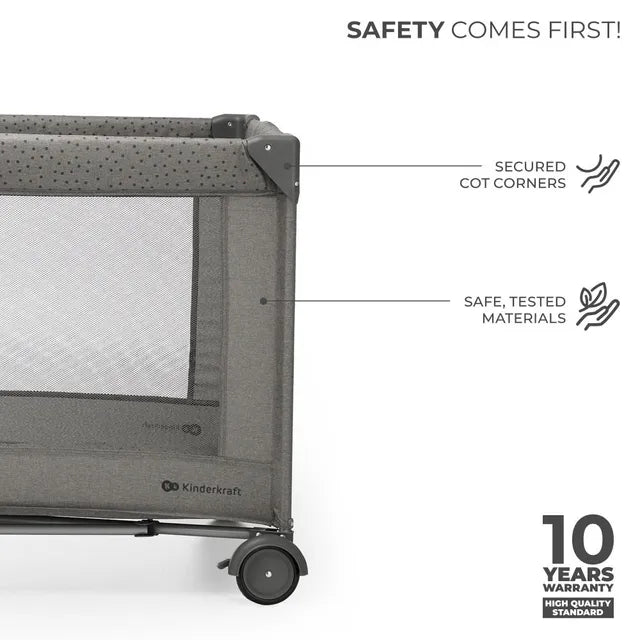 Kinderkraft - Joy 2 Travel Cot With Accessories - Dark Grey