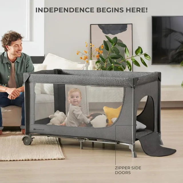 Kinderkraft - Joy 2 Travel Cot With Accessories - Dark Grey