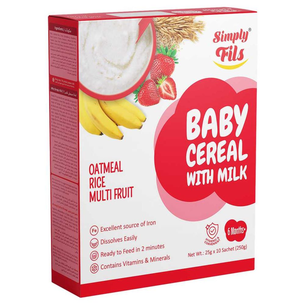 Simply Fils Baby Cereal with Milk Oatmeal Rice Multifruit