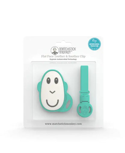 Matchstick Monkey - Flat Face Teether and Soother Clip -Green