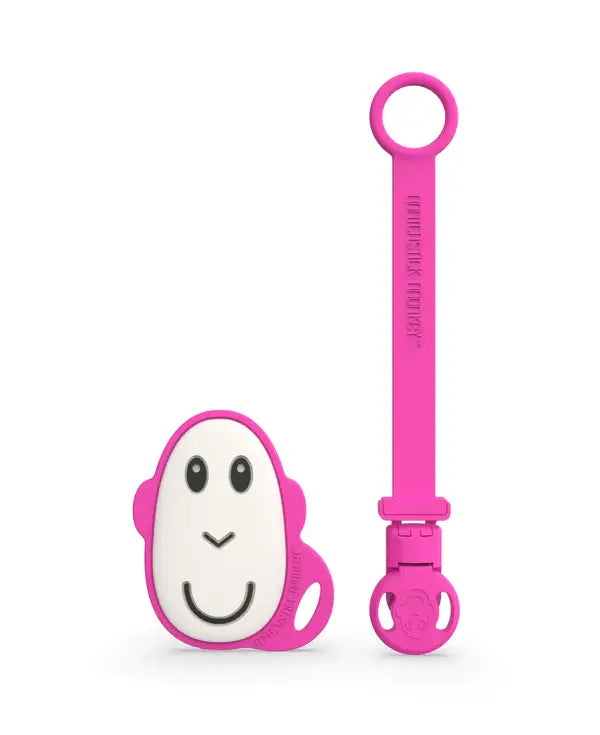 Matchstick Monkey - Flat Face Teether and Soother Clip -Pink