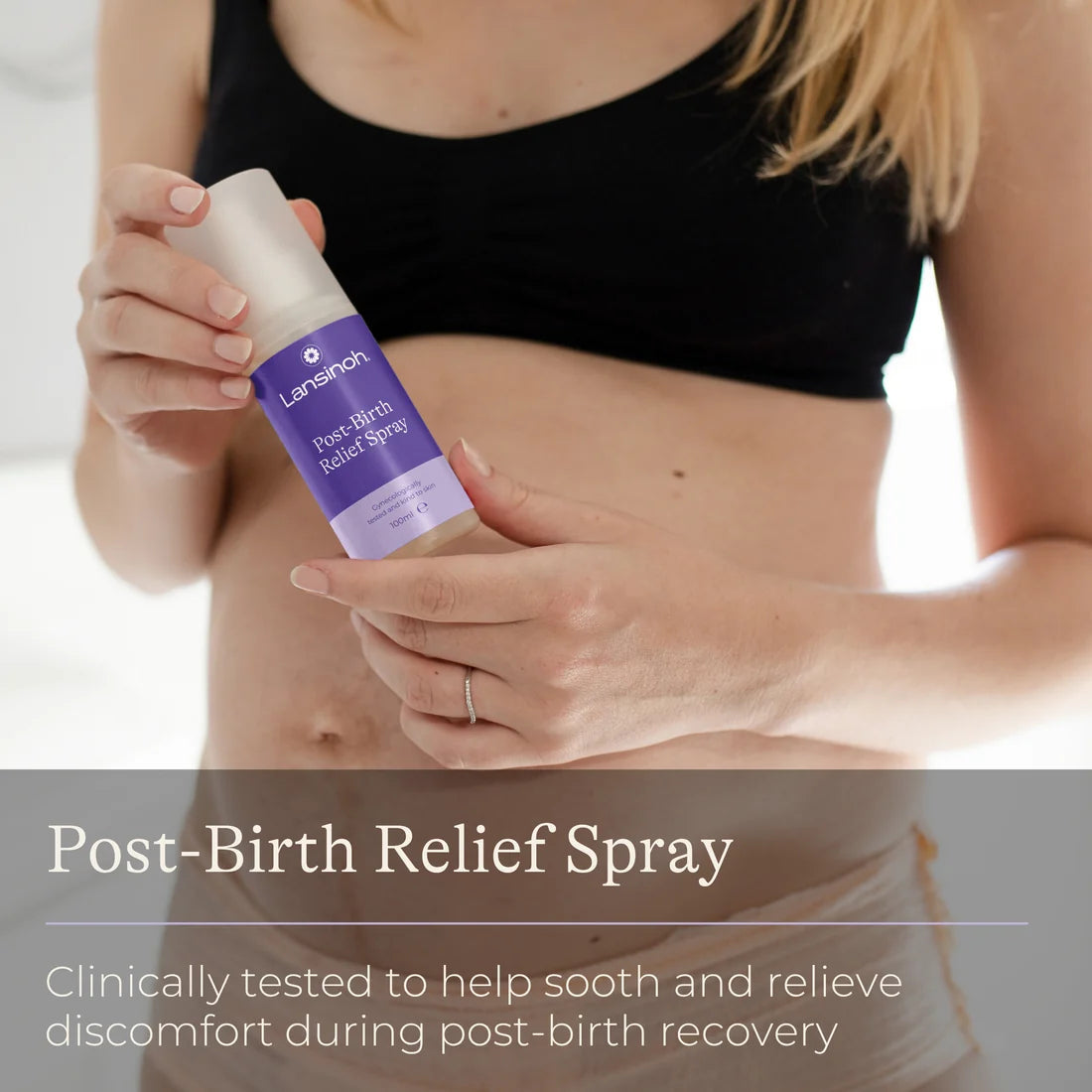Lansinoh Post-Birth Relief Spray labelled suitable for sensitive skin