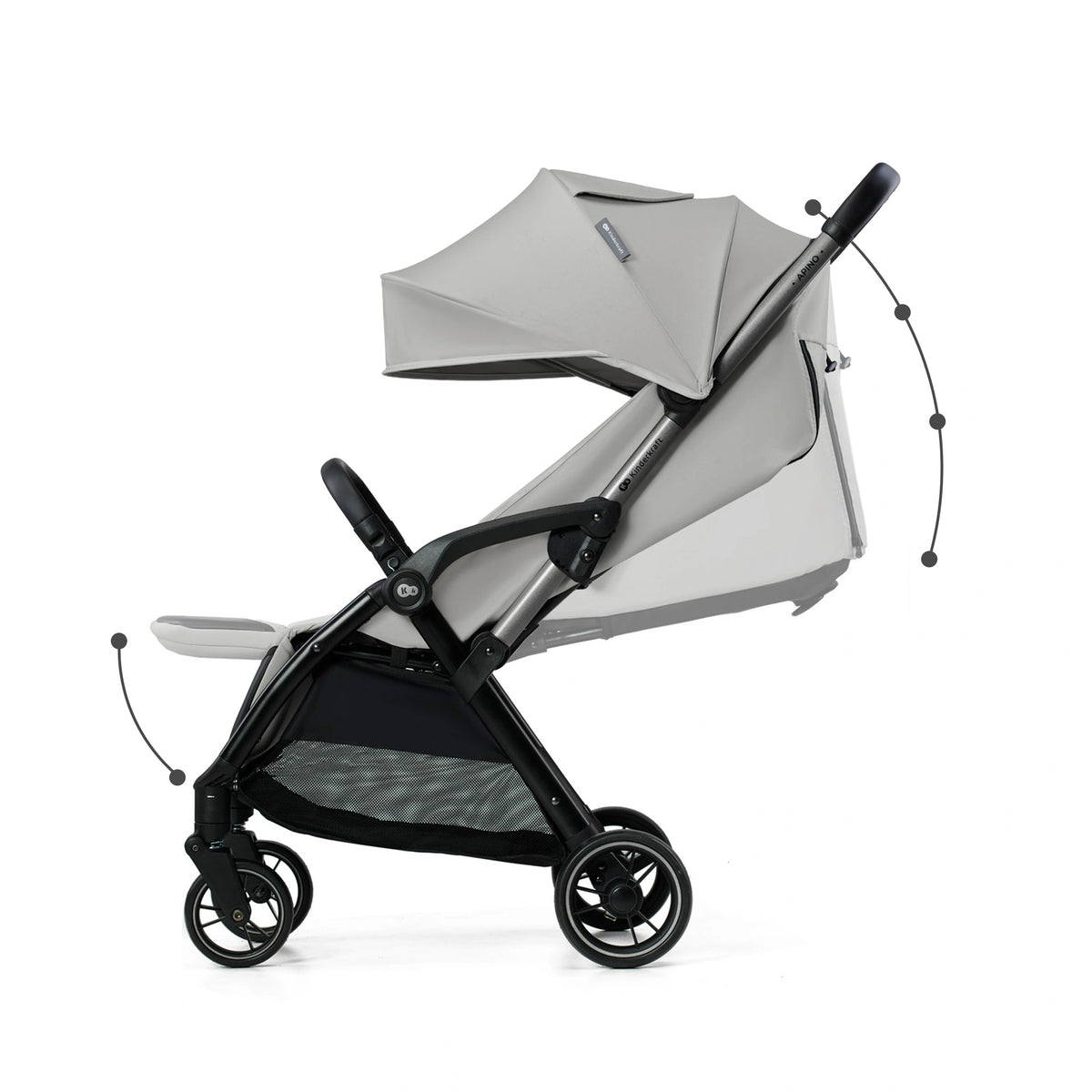 Kinderkraft - Apino Compact Auto-fold Baby Stroller - Dove Grey