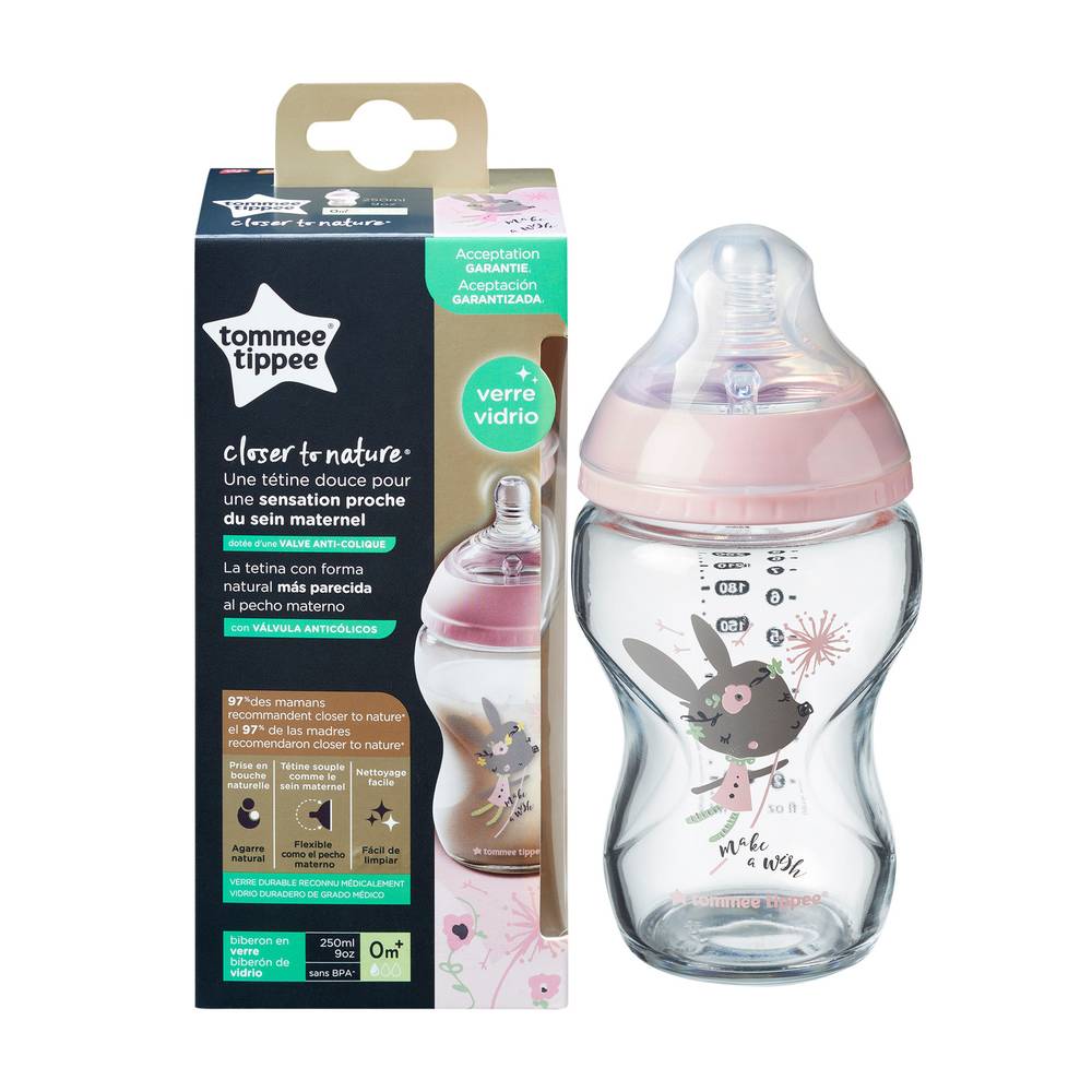 Tommee Tippee Closer To Nature Glass -250ML, Girl