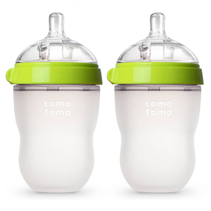 Comotomo - Natural Feel Baby Bottle 250ml - 2 Pack - Green