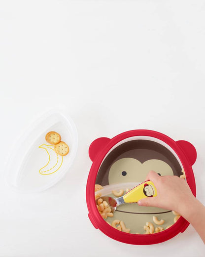 SkipHop-Zoo Smart Serve Plate & Bowl Set-Monkey